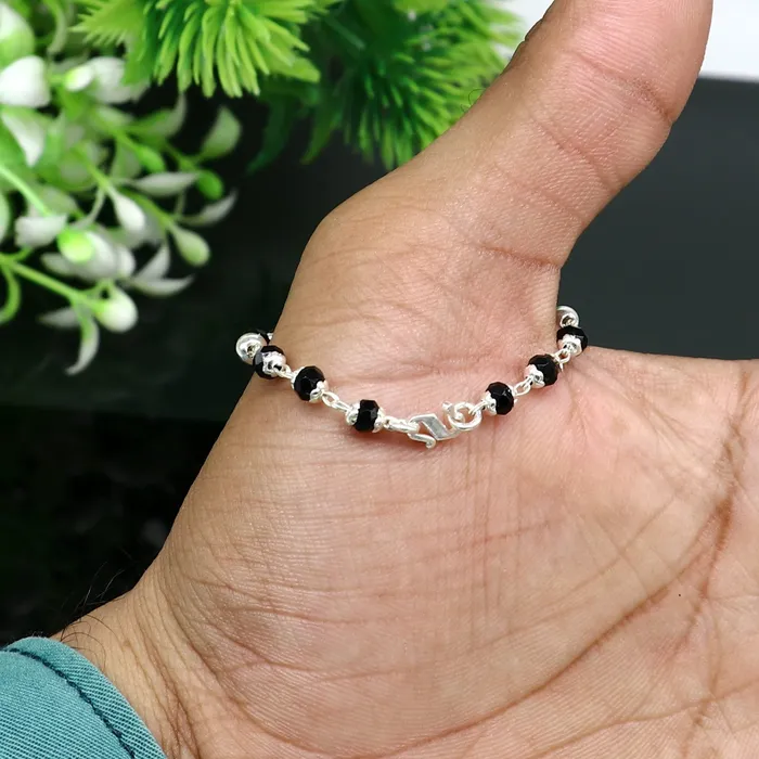 925 sterling silver customized black beads Nazariya bracelet protect from evil eyes new born baby bracelet stylish jewelry india bbr14 TRIBAL ORNAMENTS Bracelets