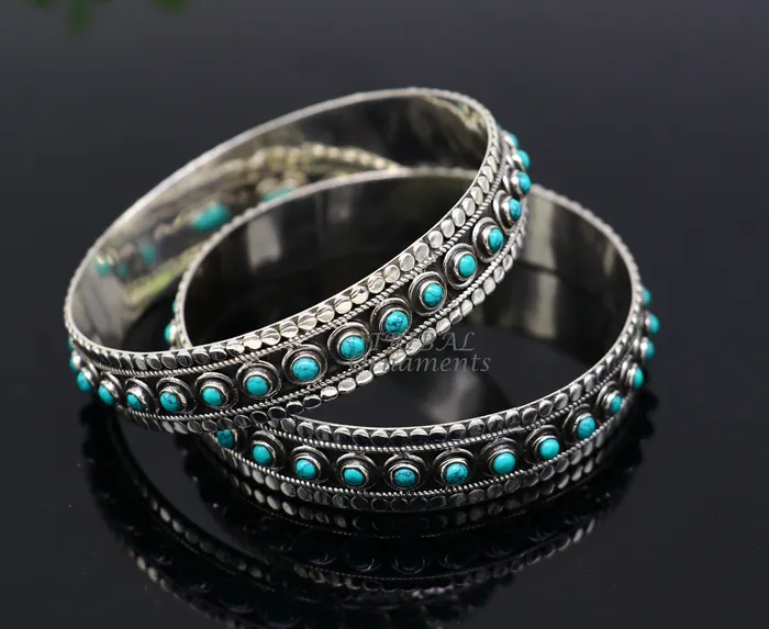 925 sterling silver customized vintage antique design turquoise stone bangle bracelet kada best gift for brides ethnic jewelry nba337 TRIBAL ORNAMENTS Bracelets 925 sterling silver customized vintage antique design turquoise stone bangle bracelet kada best gift for brides ethnic jewelry nba337 TRIBAL ORNAMENTS Bracelets