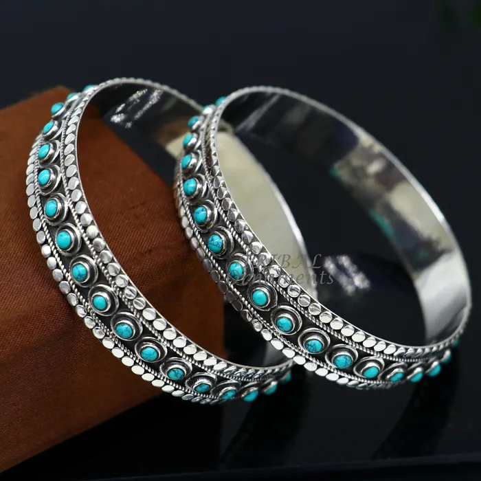 925 sterling silver customized vintage antique design turquoise stone bangle bracelet kada best gift for brides ethnic jewelry nba337 TRIBAL ORNAMENTS Bracelets 925 sterling silver customized vintage antique design turquoise stone bangle bracelet kada best gift for brides ethnic jewelry nba337 TRIBAL ORNAMENTS Bracelets