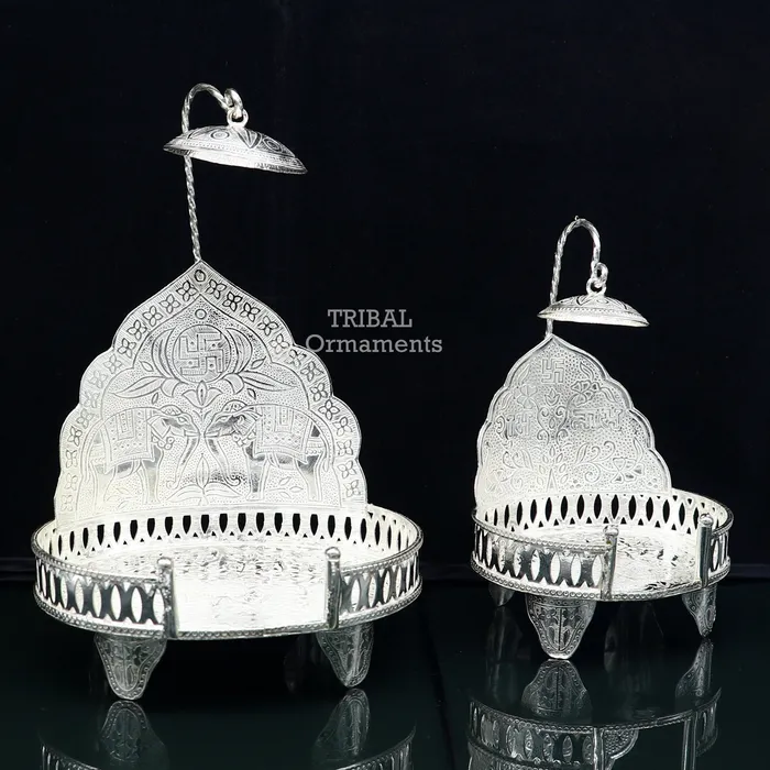 925 sterling silver Handmade Divine Singhasan idol krishna Bal Gopala throne god statues stand chair temple art puja article su801 TRIBAL ORNAMENTS Rings