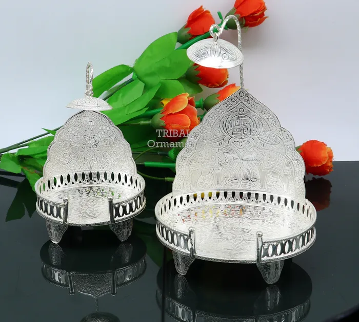 925 sterling silver Handmade Divine Singhasan idol krishna Bal Gopala throne god statues stand chair temple art puja article su801 TRIBAL ORNAMENTS Rings