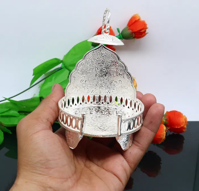 925 sterling silver Handmade Divine Singhasan idol krishna Bal Gopala throne god statues stand chair temple art puja article su801 TRIBAL ORNAMENTS Rings