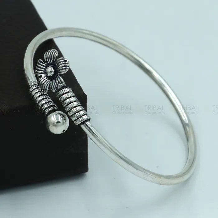 925 sterling silver handmade double flower design stylish kada bangle bracelet tribal jewelry nsk866 TRIBAL ORNAMENTS Bracelets 925 sterling silver handmade double flower design stylish kada bangle bracelet tribal jewelry nsk866 TRIBAL ORNAMENTS Bracelets