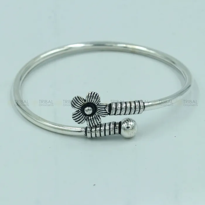 925 sterling silver handmade double flower design stylish kada bangle bracelet tribal jewelry nsk866 TRIBAL ORNAMENTS Bracelets 925 sterling silver handmade double flower design stylish kada bangle bracelet tribal jewelry nsk866 TRIBAL ORNAMENTS Bracelets