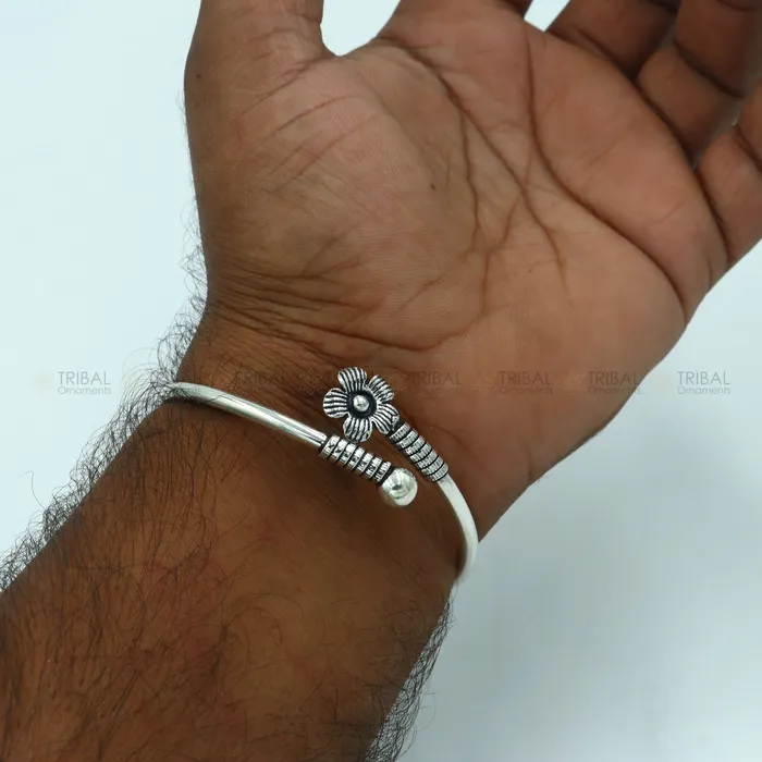 925 sterling silver handmade double flower design stylish kada bangle bracelet tribal jewelry nsk866 TRIBAL ORNAMENTS Bracelets 925 sterling silver handmade double flower design stylish kada bangle bracelet tribal jewelry nsk866 TRIBAL ORNAMENTS Bracelets