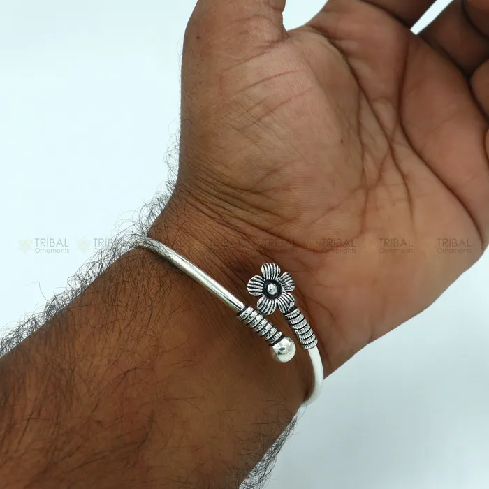 925 sterling silver handmade double flower design stylish kada bangle bracelet tribal jewelry nsk866 TRIBAL ORNAMENTS Bracelets 925 sterling silver handmade double flower design stylish kada bangle bracelet tribal jewelry nsk866 TRIBAL ORNAMENTS Bracelets