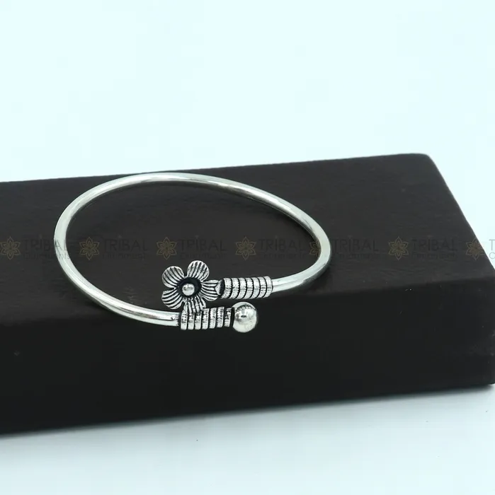 925 sterling silver handmade double flower design stylish kada bangle bracelet tribal jewelry nsk866 TRIBAL ORNAMENTS Bracelets 925 sterling silver handmade double flower design stylish kada bangle bracelet tribal jewelry nsk866 TRIBAL ORNAMENTS Bracelets