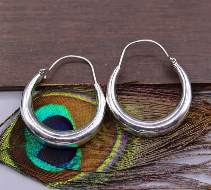 925 sterling silver handmade fabulous plain shining hoops earrings kundal unisex tribal bell dance jewelry from india s575 TRIBAL ORNAMENTS Earrings 925 sterling silver handmade fabulous plain shining hoops earrings kundal unisex tribal bell dance jewelry from india s575 TRIBAL ORNAMENTS Earrings