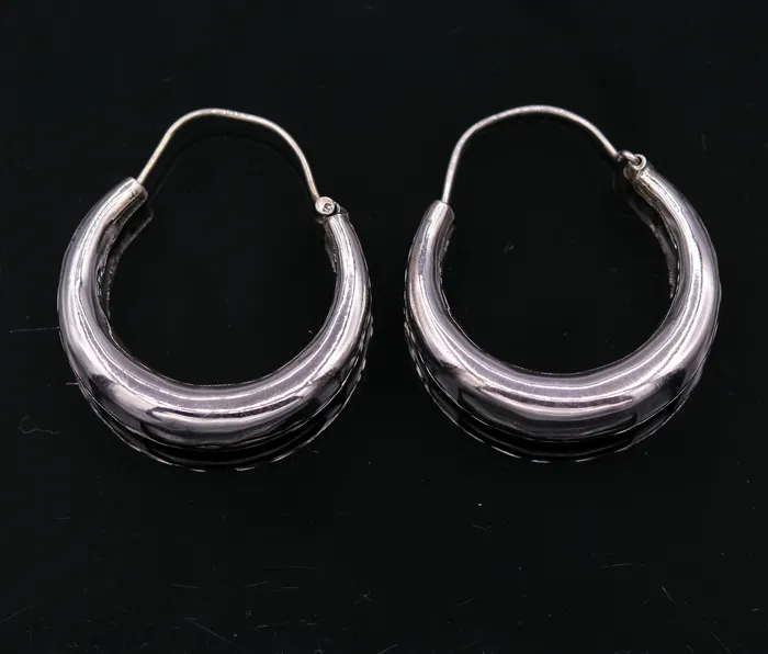 925 sterling silver handmade fabulous plain shining hoops earrings kundal unisex tribal bell dance jewelry from india s575 TRIBAL ORNAMENTS Earrings