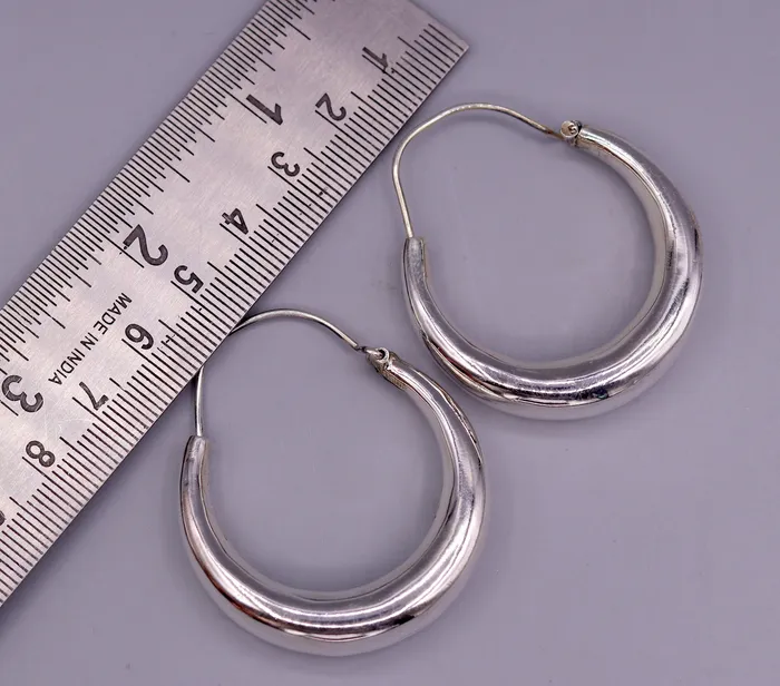 925 sterling silver handmade fabulous plain shining hoops earrings kundal unisex tribal bell dance jewelry from india s575 TRIBAL ORNAMENTS Earrings