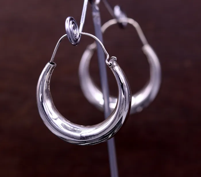 925 sterling silver handmade fabulous plain shining hoops earrings kundal unisex tribal bell dance jewelry from india s575 TRIBAL ORNAMENTS Earrings