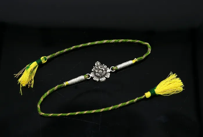 925 sterling silver handmade Ganpati design Rakhi Bracelet amazing stylish gift for Rakshabandhan rk44 TRIBAL ORNAMENTS Bracelets
