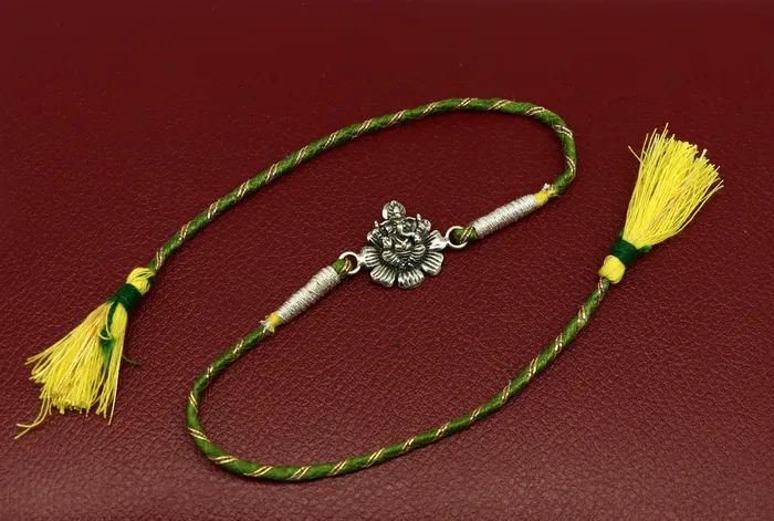 925 sterling silver handmade Ganpati design Rakhi Bracelet amazing stylish gift for Rakshabandhan rk44 TRIBAL ORNAMENTS Bracelets