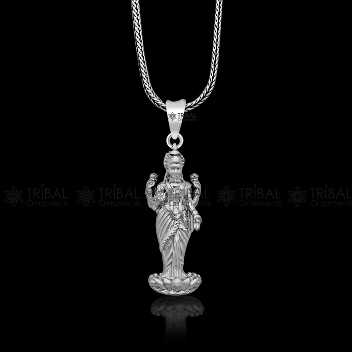 925 sterling silver handmade Goddess Maha Lakshmilaxmi pendant amazing divine lakshmi maa pendant gifting jewelry NSP830 TRIBAL ORNAMENTS Necklaces