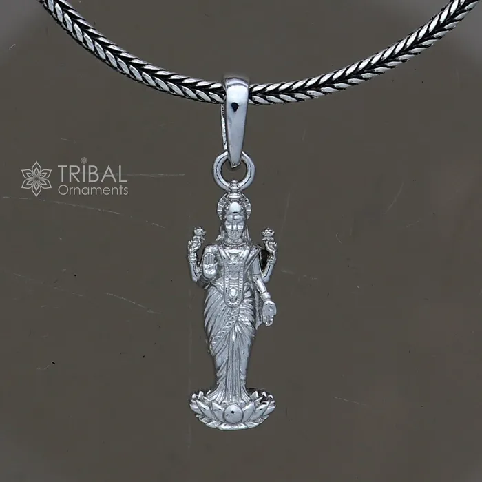925 sterling silver handmade Goddess Maha Lakshmilaxmi pendant amazing divine lakshmi maa pendant gifting jewelry NSP830 TRIBAL ORNAMENTS Necklaces