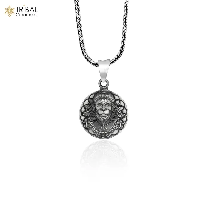 925 sterling silver handmade hanuman balaji Pendant with chain tribal jewellery nsp1009 TRIBAL ORNAMENTS Necklaces 925 sterling silver handmade hanuman balaji Pendant with chain tribal jewellery nsp1009 TRIBAL ORNAMENTS Necklaces