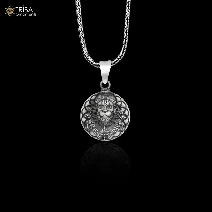 925 sterling silver handmade hanuman balaji Pendant with chain tribal jewellery nsp1009 TRIBAL ORNAMENTS Necklaces 925 sterling silver handmade hanuman balaji Pendant with chain tribal jewellery nsp1009 TRIBAL ORNAMENTS Necklaces