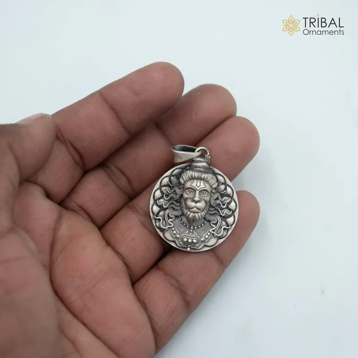 925 sterling silver handmade hanuman balaji Pendant with chain tribal jewellery nsp1009 TRIBAL ORNAMENTS Necklaces 925 sterling silver handmade hanuman balaji Pendant with chain tribal jewellery nsp1009 TRIBAL ORNAMENTS Necklaces