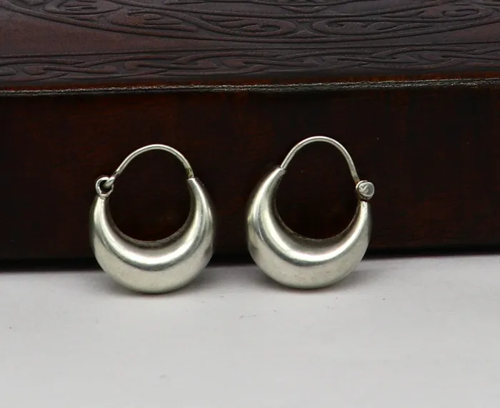925 sterling silver handmade hoops kundal earring excellent designer fancy daily use hook earring ear wire tribal vintage jewelry s891 TRIBAL ORNAMENTS Earrings