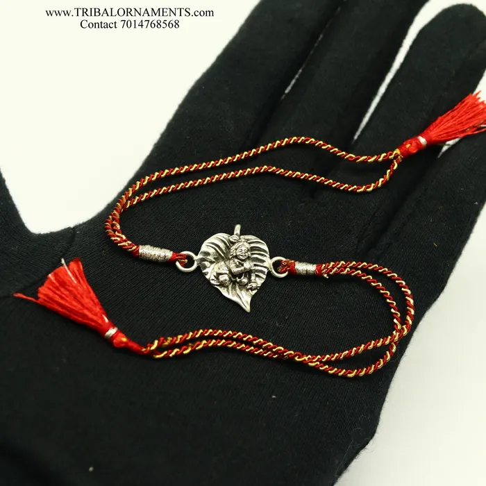 925 sterling silver handmade KRISHNA design Rakhi Bracelet amazing stylish gift for Rakshabandhan rk133 TRIBAL ORNAMENTS Bracelets