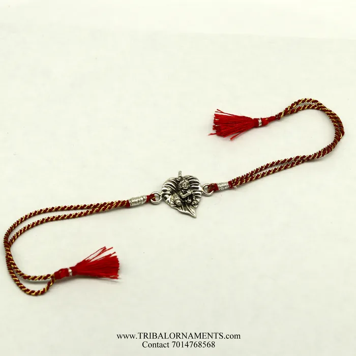 925 sterling silver handmade KRISHNA design Rakhi Bracelet amazing stylish gift for Rakshabandhan rk133 TRIBAL ORNAMENTS Bracelets