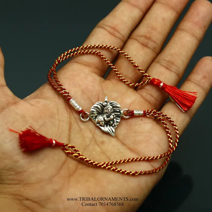 925 sterling silver handmade KRISHNA design Rakhi Bracelet amazing stylish gift for Rakshabandhan rk133 TRIBAL ORNAMENTS Bracelets