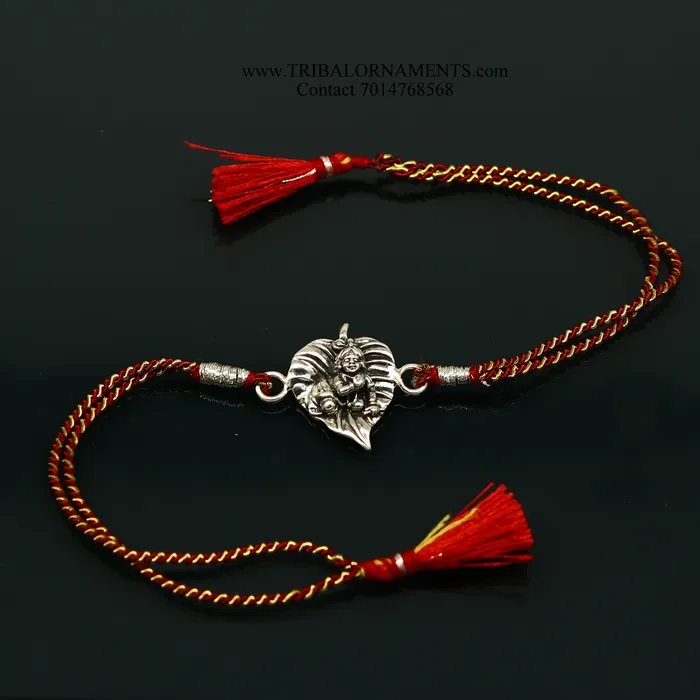 925 sterling silver handmade KRISHNA design Rakhi Bracelet amazing stylish gift for Rakshabandhan rk133 TRIBAL ORNAMENTS Bracelets