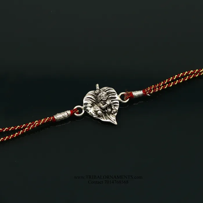 925 sterling silver handmade KRISHNA design Rakhi Bracelet amazing stylish gift for Rakshabandhan rk133 TRIBAL ORNAMENTS Bracelets