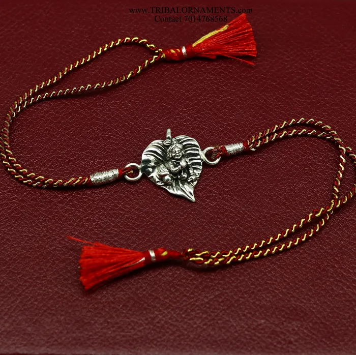 925 sterling silver handmade KRISHNA design Rakhi Bracelet amazing stylish gift for Rakshabandhan rk133 TRIBAL ORNAMENTS Bracelets