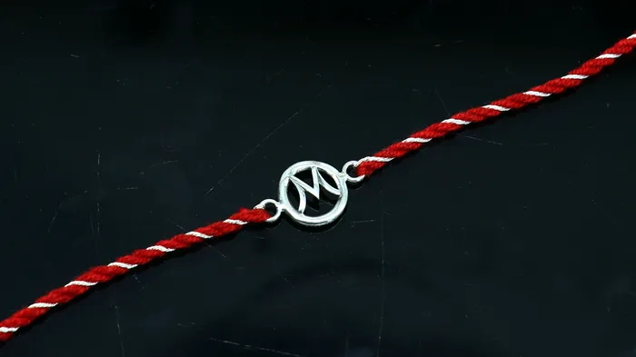 925 sterling silver handmade M letter design Rakhi Bracelet amazing stylish gift for Rakshabandhan rk49 TRIBAL ORNAMENTS Bracelets