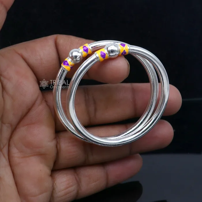 925 Sterling silver handmade Single ball design baby bangle bracelet kada fabulous silver baby jewellery bbk205 TRIBAL ORNAMENTS Bracelets 925 Sterling silver handmade Single ball design baby bangle bracelet kada fabulous silver baby jewellery bbk205 TRIBAL ORNAMENTS Bracelets
