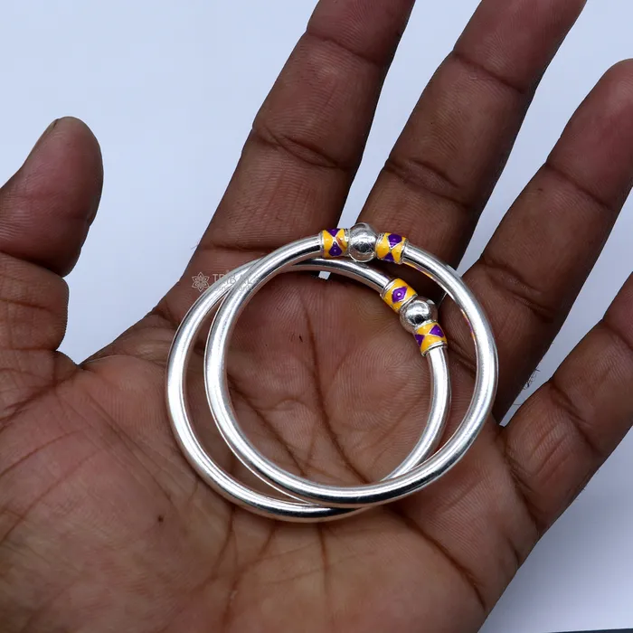 925 Sterling silver handmade Single ball design baby bangle bracelet kada fabulous silver baby jewellery bbk205 TRIBAL ORNAMENTS Bracelets 925 Sterling silver handmade Single ball design baby bangle bracelet kada fabulous silver baby jewellery bbk205 TRIBAL ORNAMENTS Bracelets