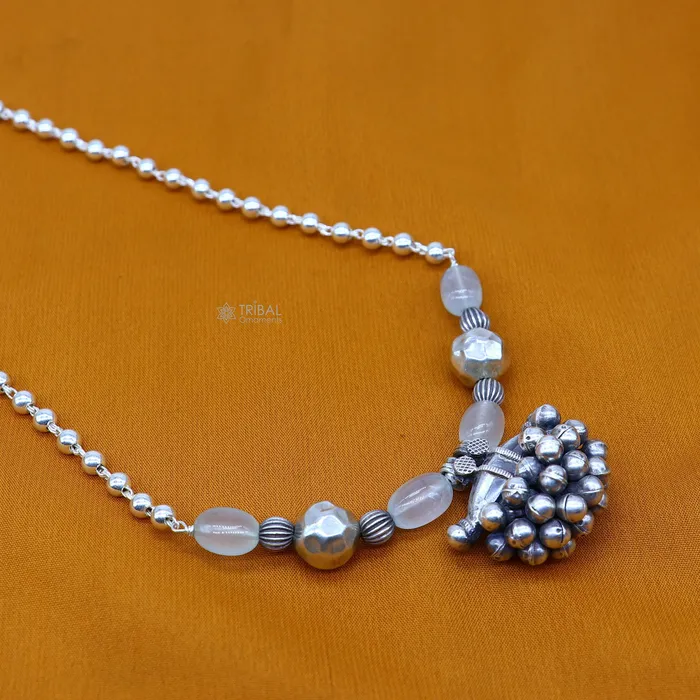 925 Sterling silver handmade vintage design charming pendant with beaded 24 necklace excellent tribal ethnic jewelry Rajasthan set648 TRIBAL ORNAMENTS Necklaces 925 Sterling silver handmade vintage design charming pendant with beaded 24 necklace excellent tribal ethnic jewelry Rajasthan set648 TRIBAL ORNAMENTS Necklaces