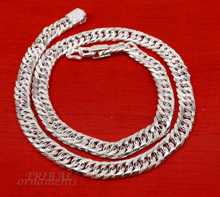 925 sterling silver handmade vintage design link chain solid heavy necklace chain for boys mens wedding gifting jewelry ch162 TRIBAL ORNAMENTS Necklaces