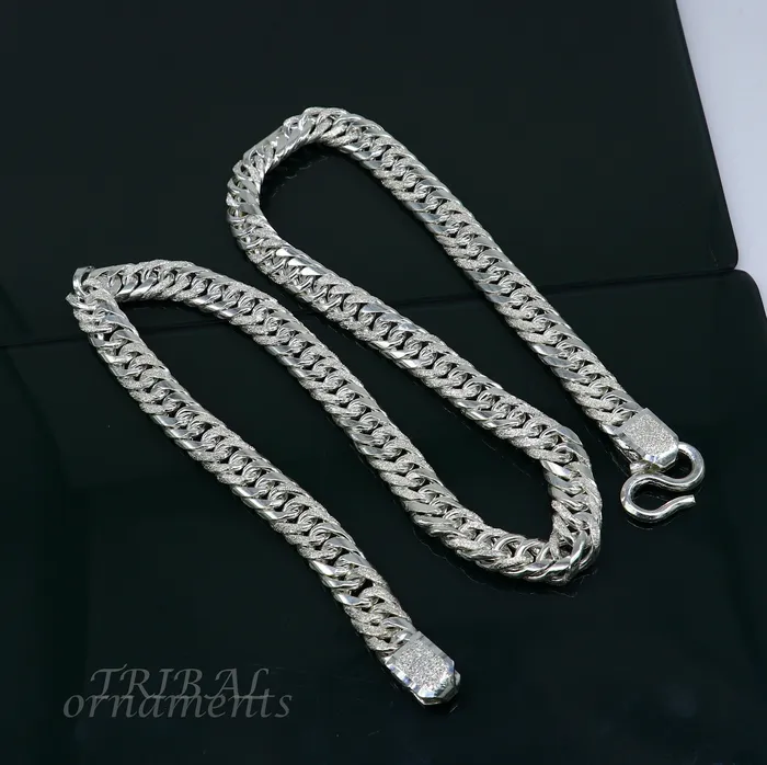 925 sterling silver handmade vintage design link chain solid heavy necklace chain for boys mens wedding gifting jewelry ch162 TRIBAL ORNAMENTS Necklaces