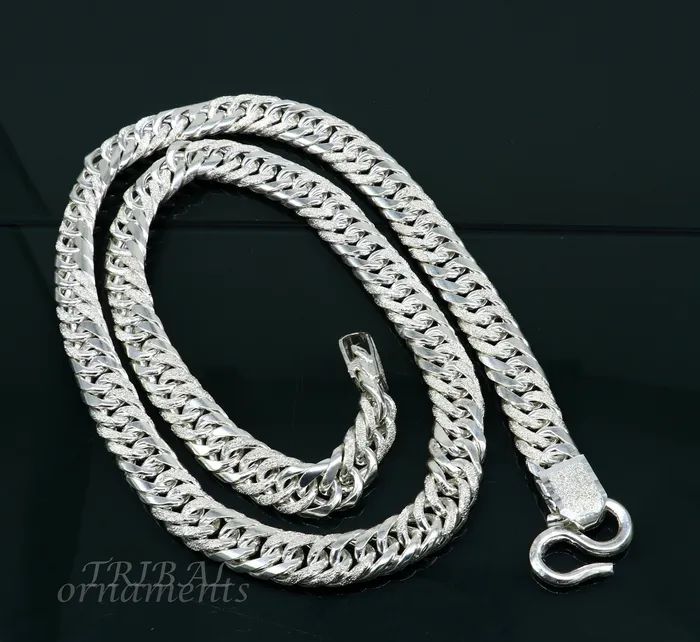 925 sterling silver handmade vintage design link chain solid heavy necklace chain for boys mens wedding gifting jewelry ch162 TRIBAL ORNAMENTS Necklaces