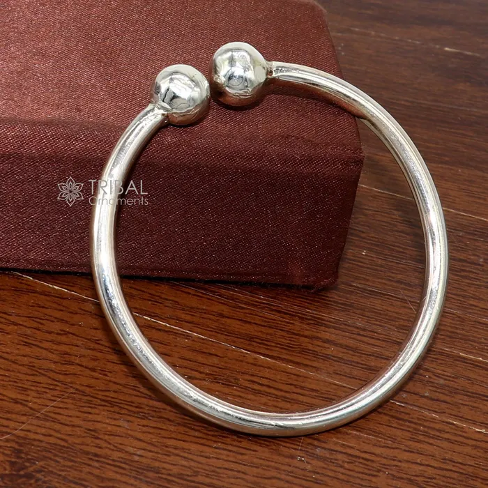 925 Sterling silver plain Ball Cuff BraceletMens Silver Bangle braceletplain solid cuff kada bracelet for both mens girls cuff218 TRIBAL ORNAMENTS Bracelets