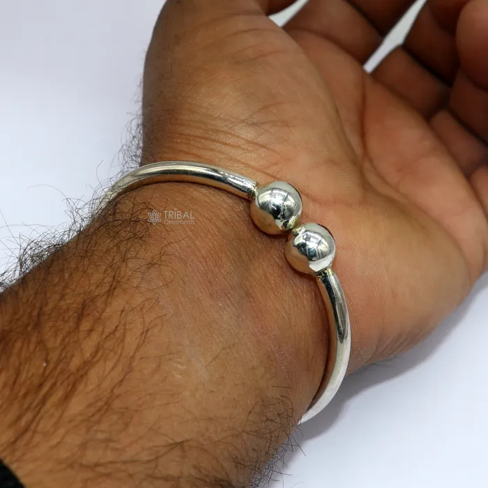 925 Sterling silver plain Ball Cuff BraceletMens Silver Bangle braceletplain solid cuff kada bracelet for both mens girls cuff218 TRIBAL ORNAMENTS Bracelets