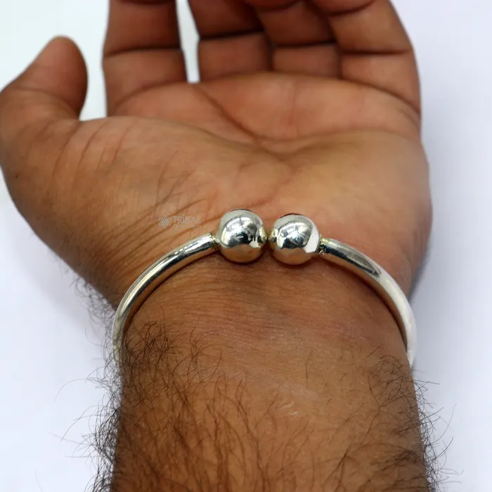 925 Sterling silver plain Ball Cuff BraceletMens Silver Bangle braceletplain solid cuff kada bracelet for both mens girls cuff218 TRIBAL ORNAMENTS Bracelets
