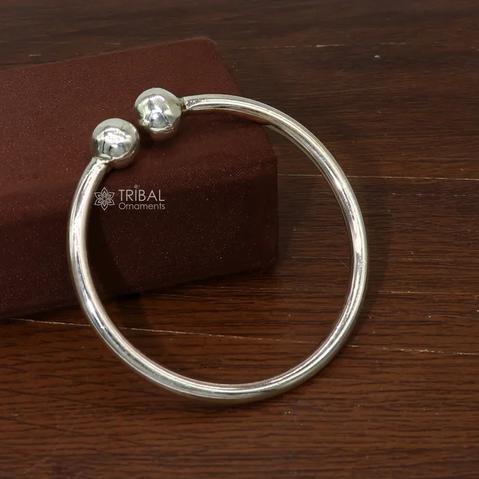 925 Sterling silver plain Ball Cuff BraceletMens Silver Bangle braceletplain solid cuff kada bracelet for both mens girls cuff218 TRIBAL ORNAMENTS Bracelets
