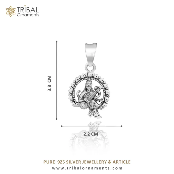 925 sterling silver unique design Goddess SaraswatiSharda mataji pendant goddess pendant personalized jewelry tribal jewelry nsp447 TRIBAL ORNAMENTS Necklaces