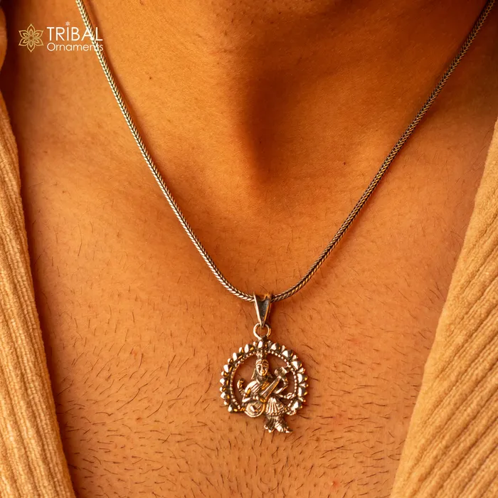 925 sterling silver unique design Goddess SaraswatiSharda mataji pendant goddess pendant personalized jewelry tribal jewelry nsp447 TRIBAL ORNAMENTS Necklaces