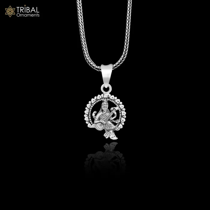 925 sterling silver unique design Goddess SaraswatiSharda mataji pendant goddess pendant personalized jewelry tribal jewelry nsp447 TRIBAL ORNAMENTS Necklaces