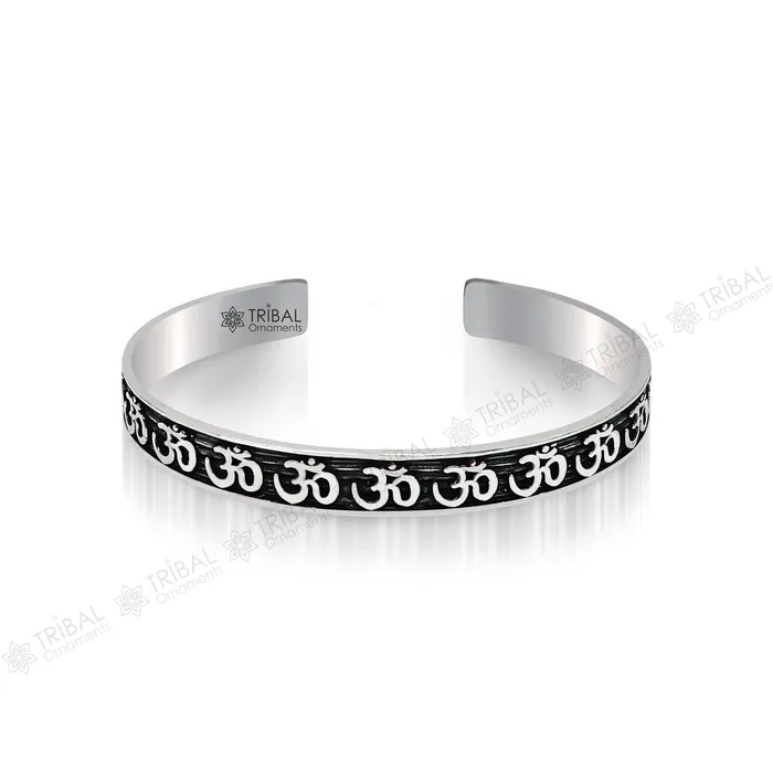 925 sterling Stylish handcrafted silver AUM mantra adjustable cuff kada unisex divine fashionable jewelry india CUFF235 TRIBAL ORNAMENTS Earrings 925 sterling Stylish handcrafted silver AUM mantra adjustable cuff kada unisex divine fashionable jewelry india CUFF235 TRIBAL ORNAMENTS Earrings
