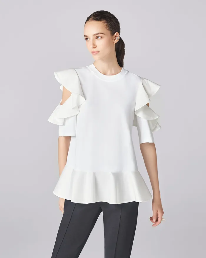 ADEAM Earrings Chandelier Tshirt in White