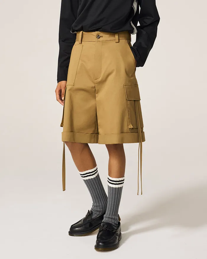 ADEAM Khaki Eddie Cargo Shorts Earrings