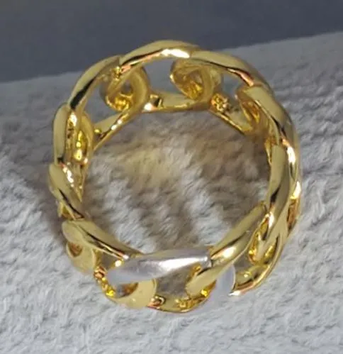 alice Rings R514 Gold Single Silver Chain Link Ring