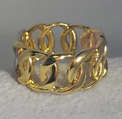 alice Rings R514 Gold Single Silver Chain Link Ring