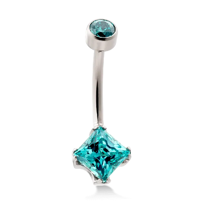 Anatometal Earrings Princess Cut Navel Curve Mint Green