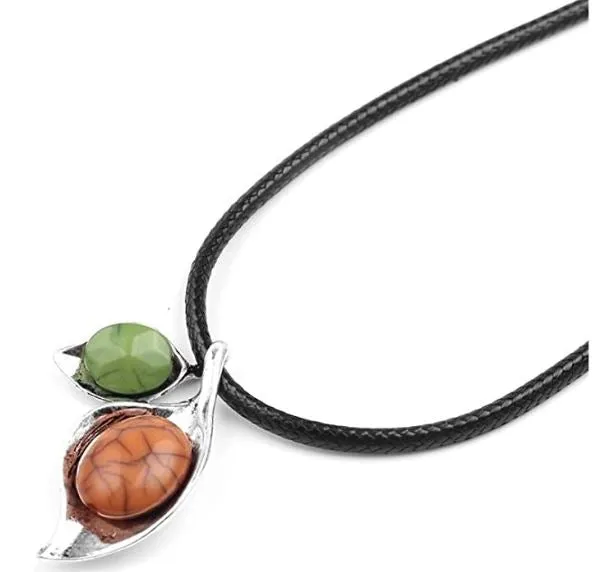AZ132 Silver Leaf Crackle Stone on Leather Cord Necklace with FREE EARRINGS alice Necklaces AZ132 Silver Leaf Crackle Stone on Leather Cord Necklace with FREE EARRINGS alice Necklaces